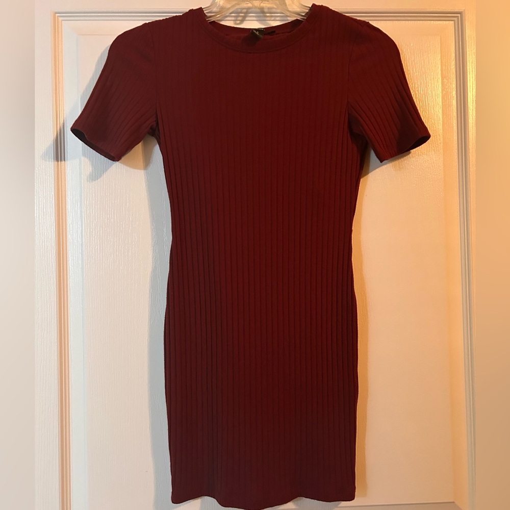 Forever 21 Burgundy Ribbed Mini Dress